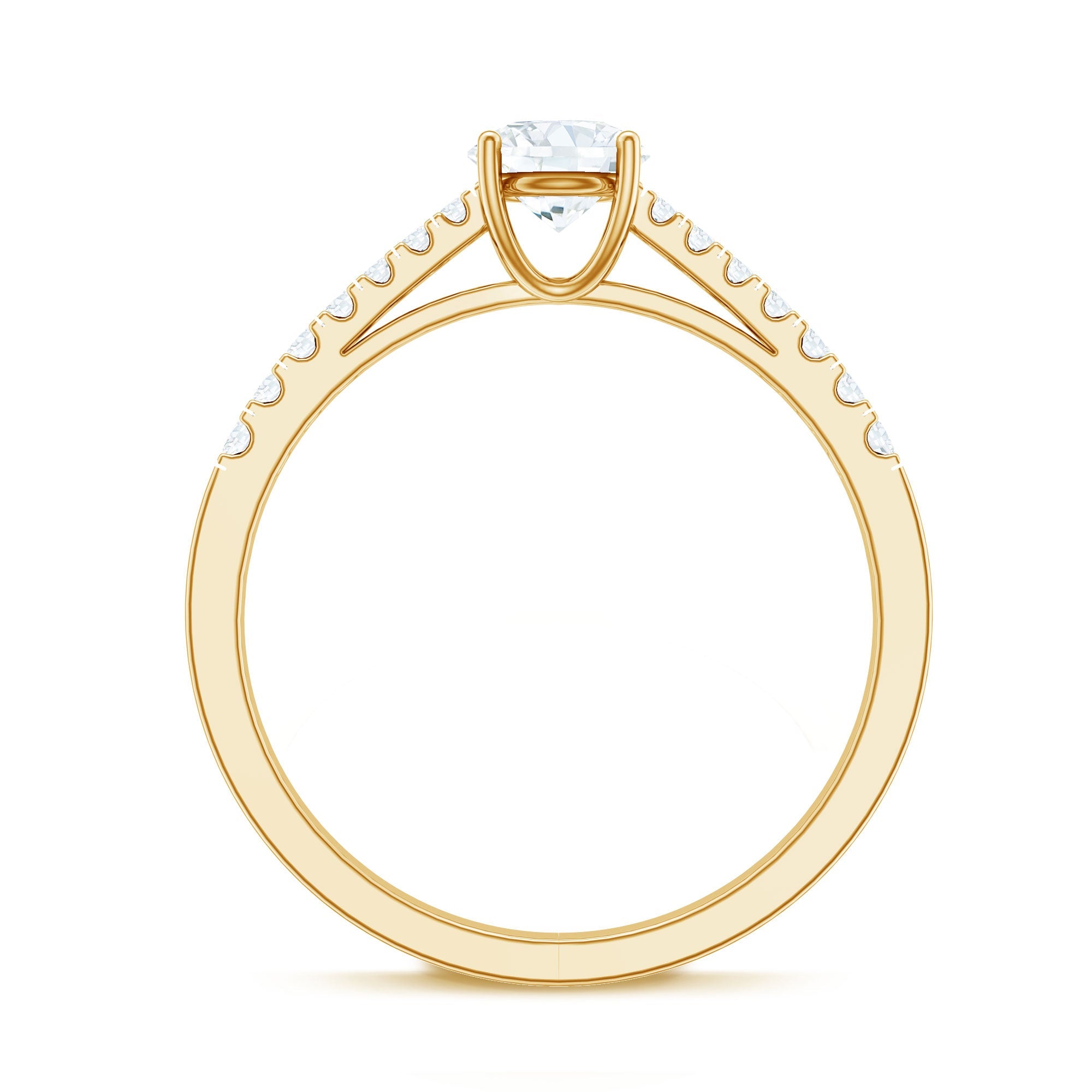 Moissanite Engagement Ring - Half Carat Round Stone With Basket Setting