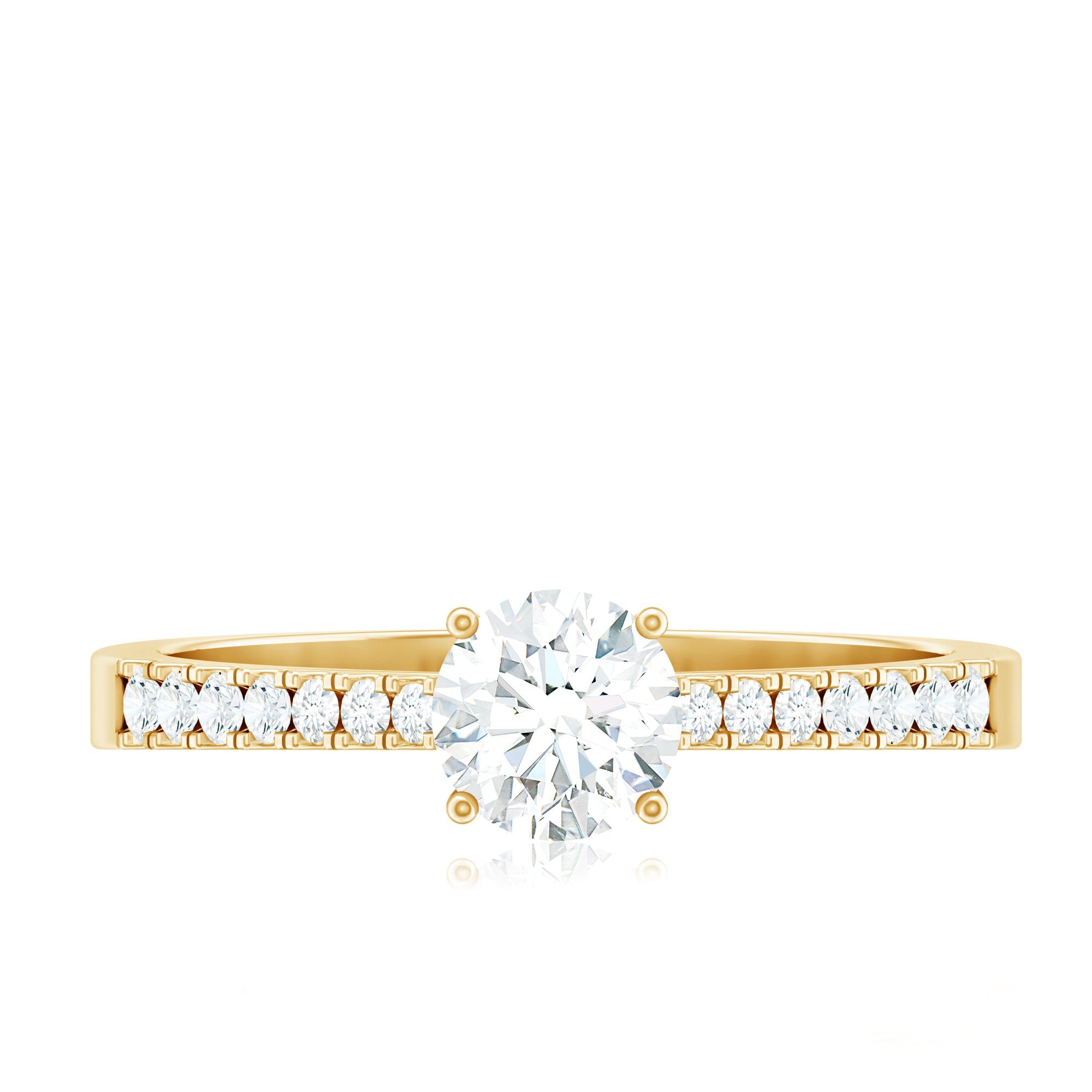 Moissanite Engagement Ring - Half Carat Round Stone With Basket Setting
