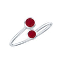 Ruby Promise Ring – Natural 2 Stone Wrap Style Bezel Setting For Women