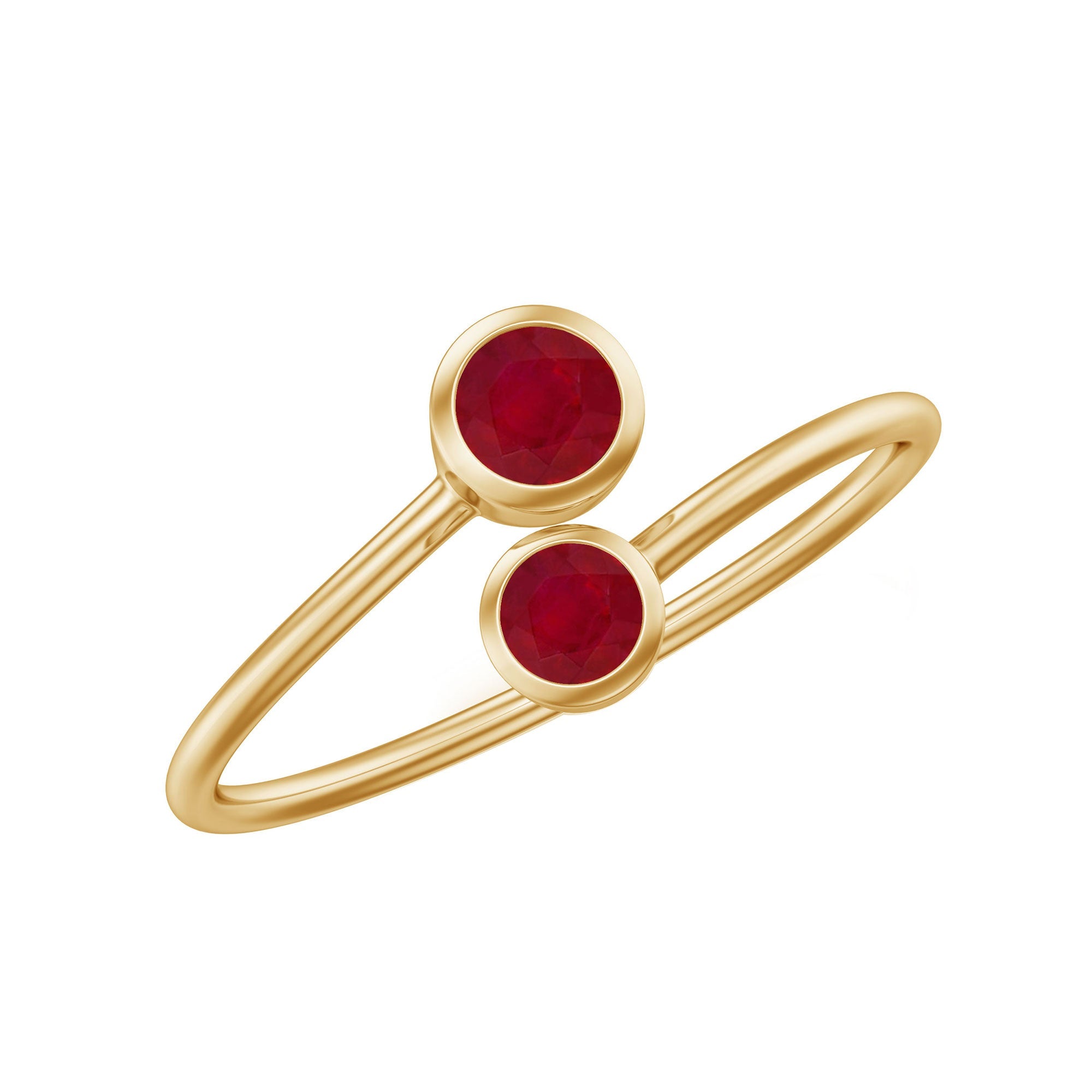 Ruby Promise Ring – Natural 2 Stone Wrap Style Bezel Setting For Women