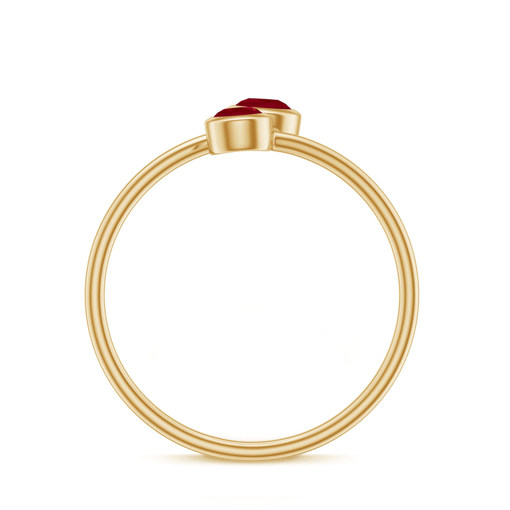 Ruby Promise Ring – Natural 2 Stone Wrap Style Bezel Setting For Women