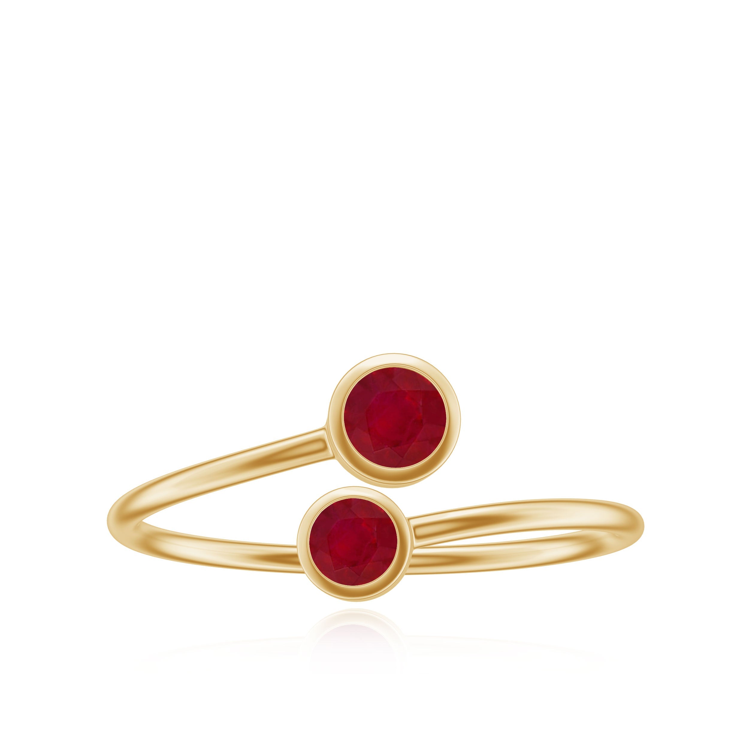 Ruby Promise Ring – Natural 2 Stone Wrap Style Bezel Setting For Women