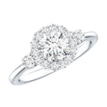 Moissanite Halo Ring – Round Cut Certified Moissanite Engagement Ring with Classic Halo Style