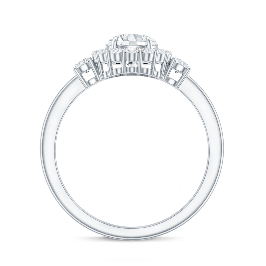 Moissanite Halo Ring – Round Cut Certified Moissanite Engagement Ring with Classic Halo Style