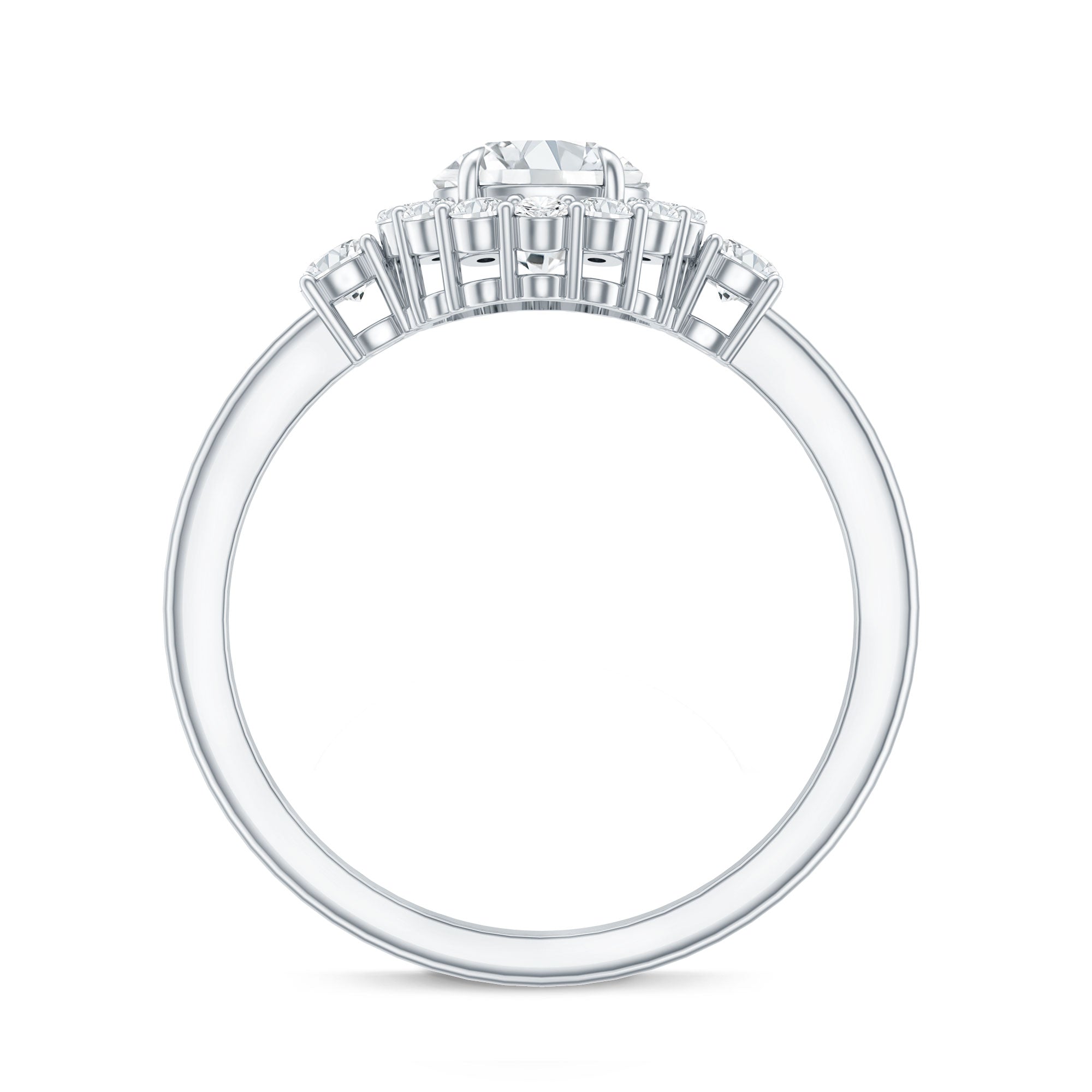 Moissanite Halo Ring – Round Cut Certified Moissanite Engagement Ring with Classic Halo Style
