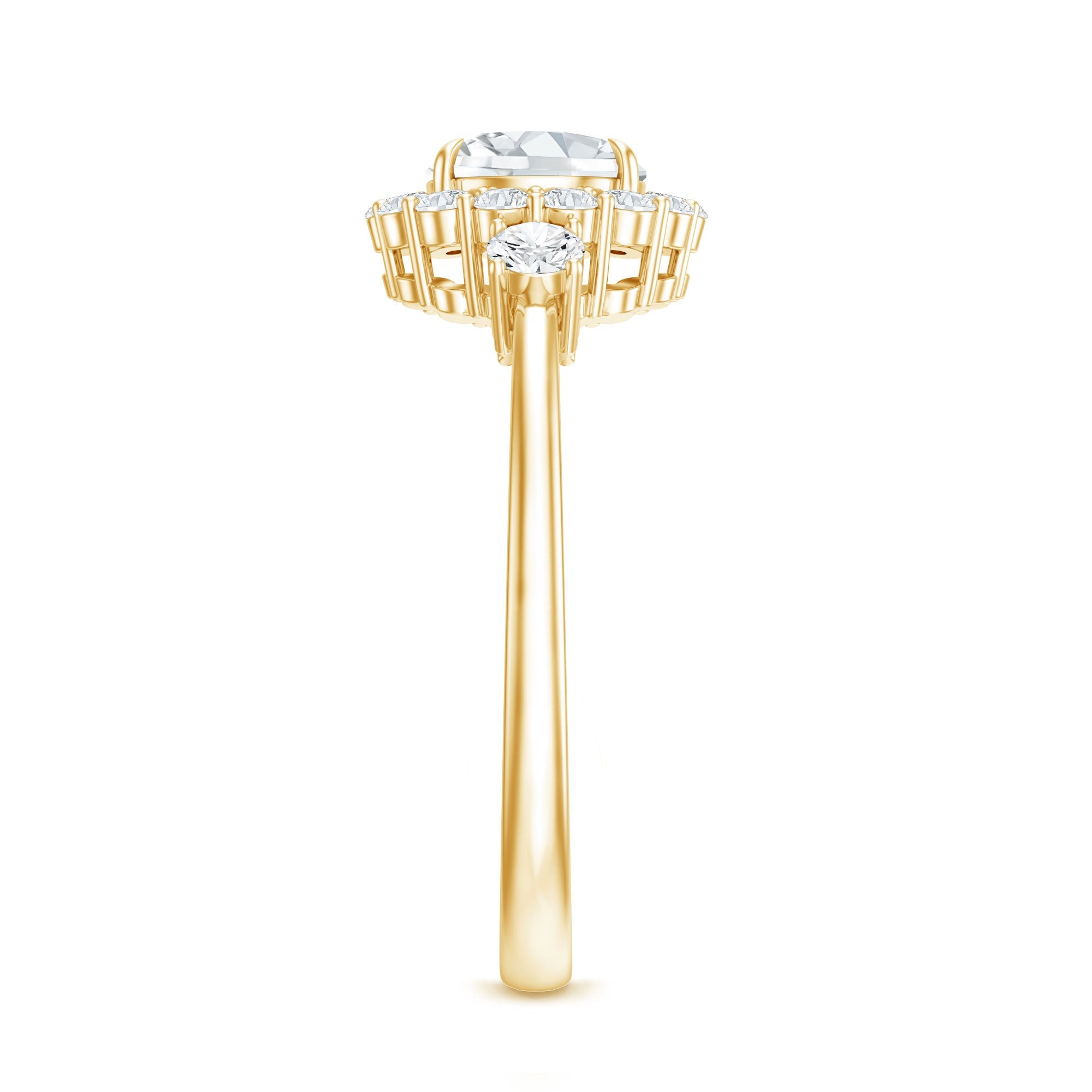 Moissanite Halo Ring – Round Cut Certified Moissanite Engagement Ring with Classic Halo Style