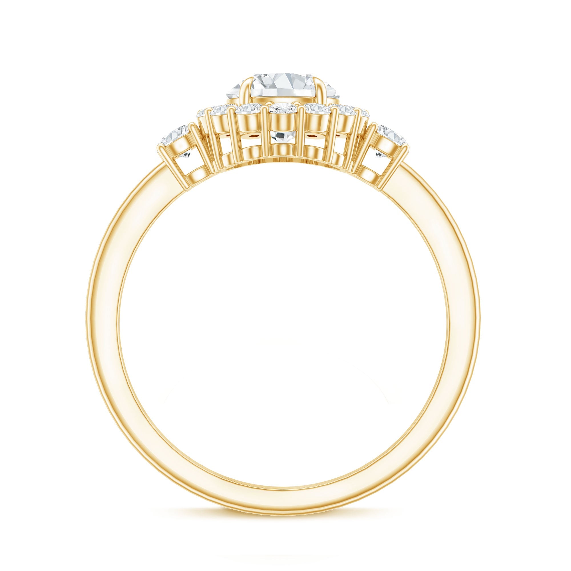 Moissanite Halo Ring – Round Cut Certified Moissanite Engagement Ring with Classic Halo Style