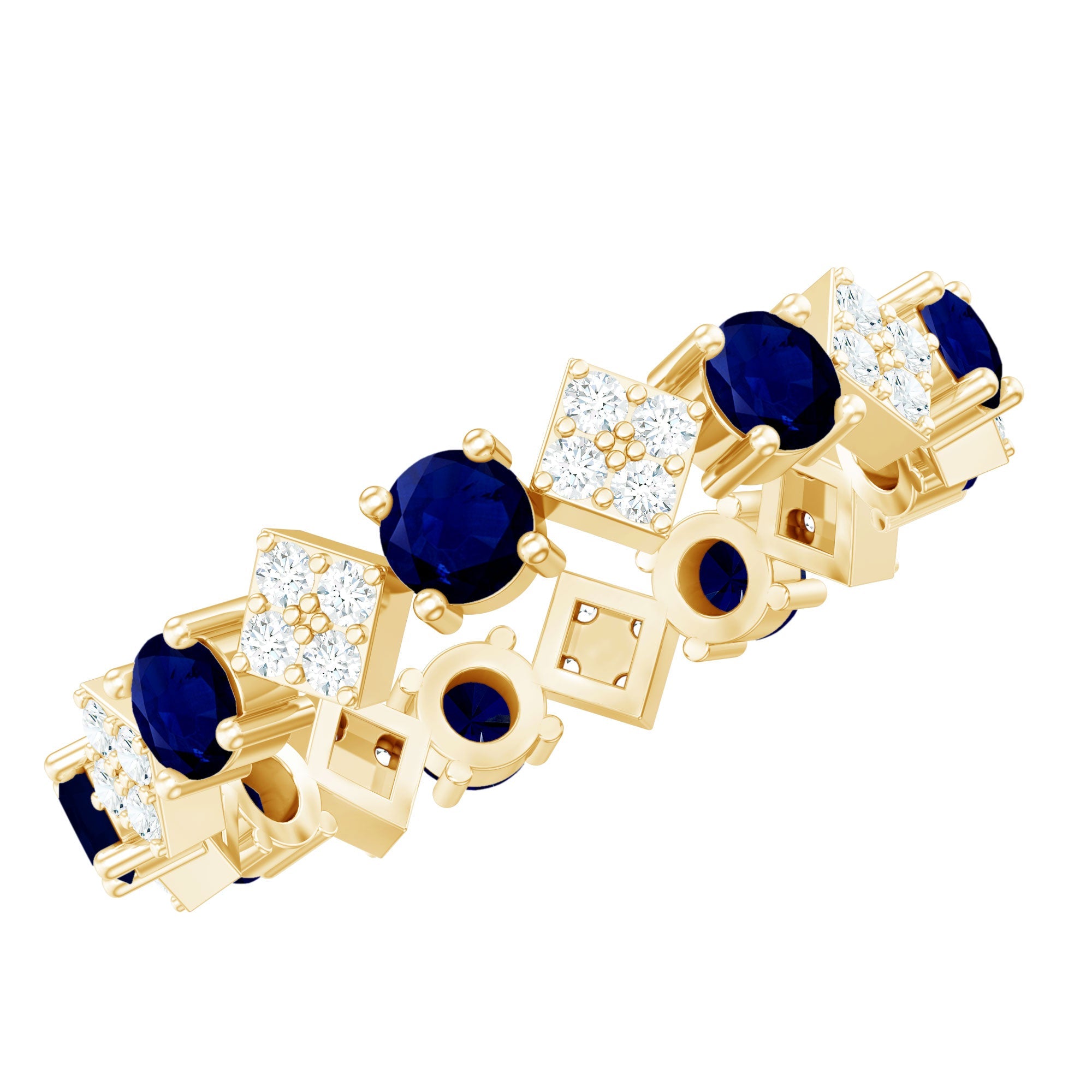 Natural Blue Sapphire and Diamond Eternity Band Ring