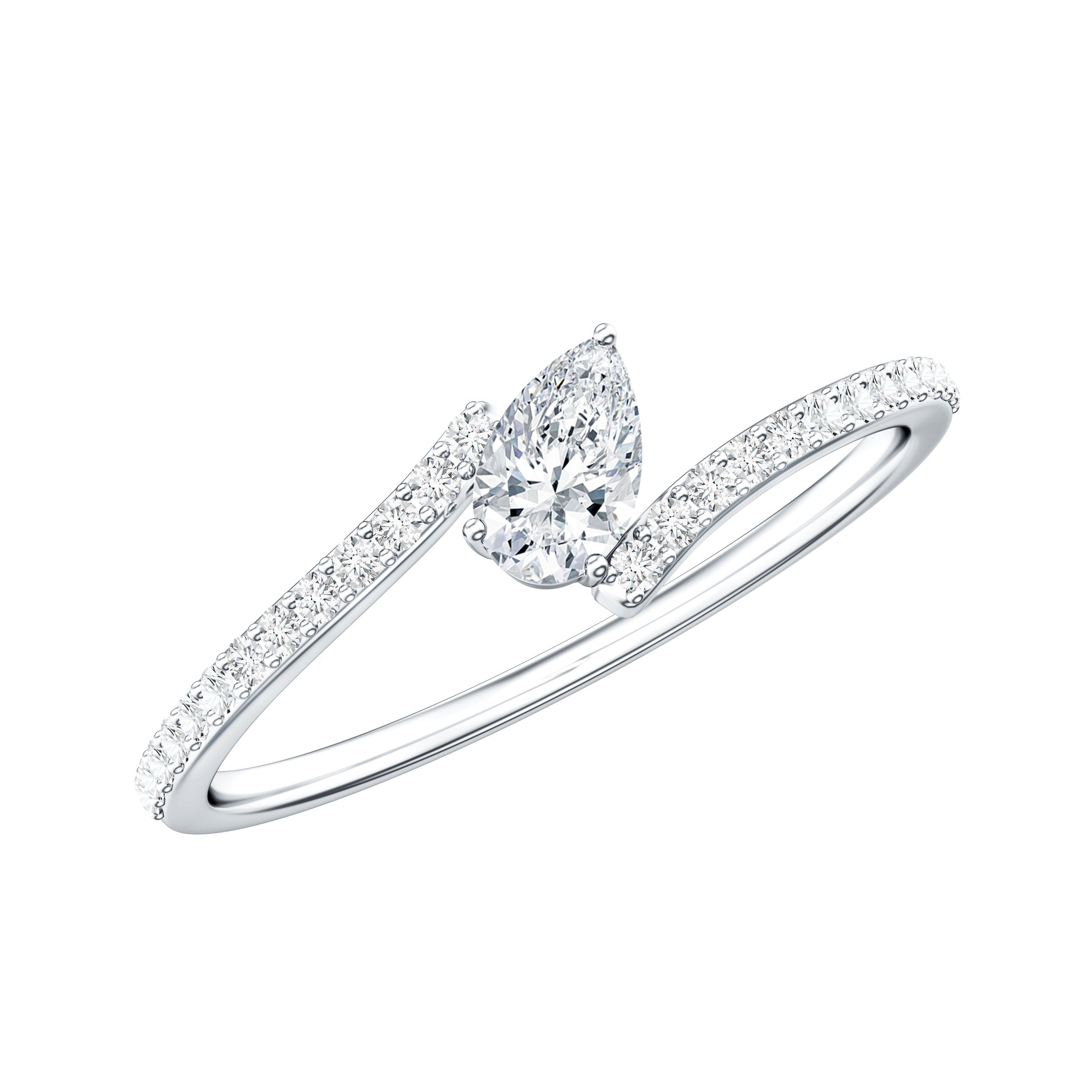 Certified Natural Diamond Promise Ring with Bypass Shank