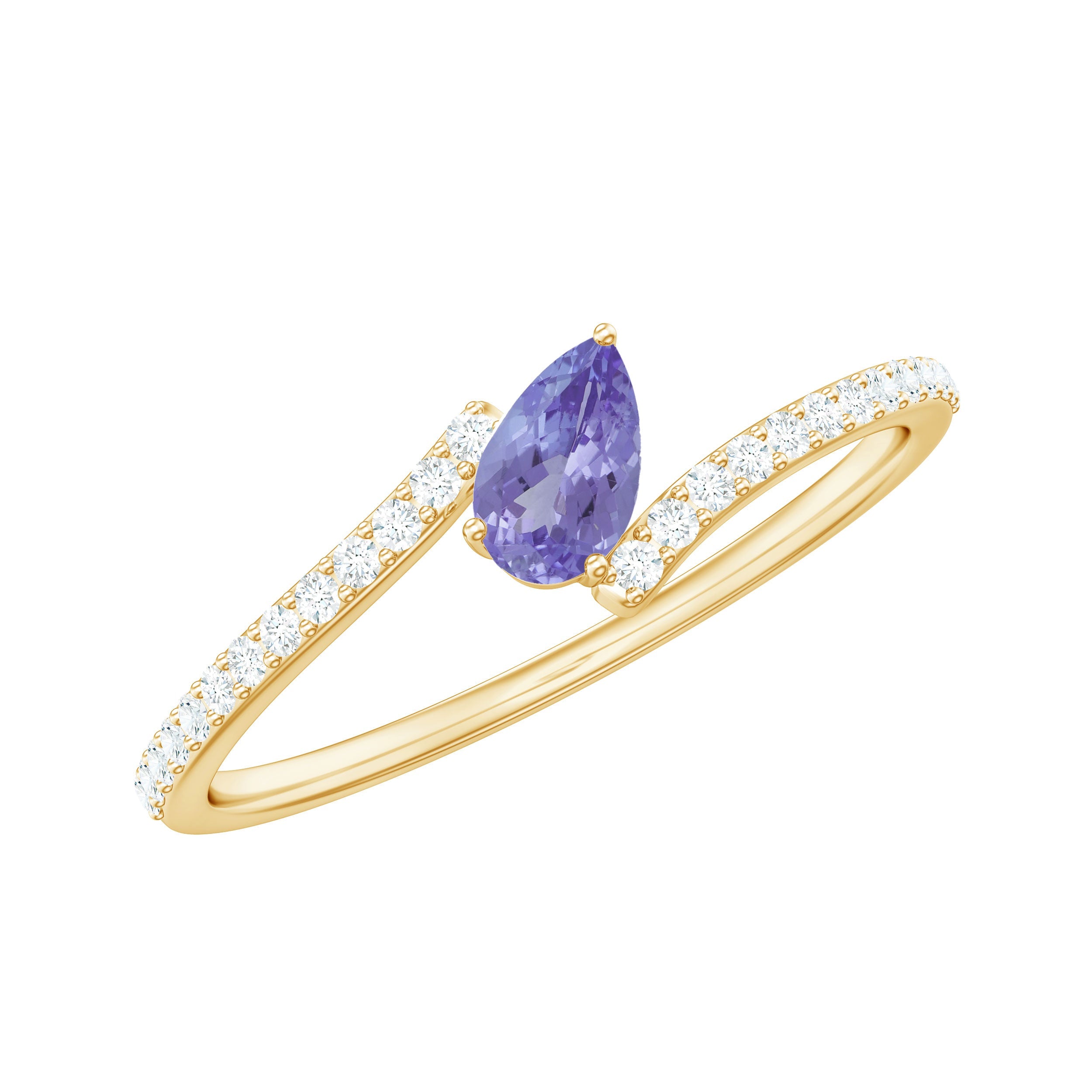 Pear Shape Tanzanite Ring – Natural Promise Ring with Diamond Accents