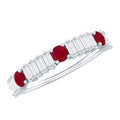 Ruby Diamond Eternity Ring – Half Eternity Band with AAA Quality Ruby & Baguette Diamonds