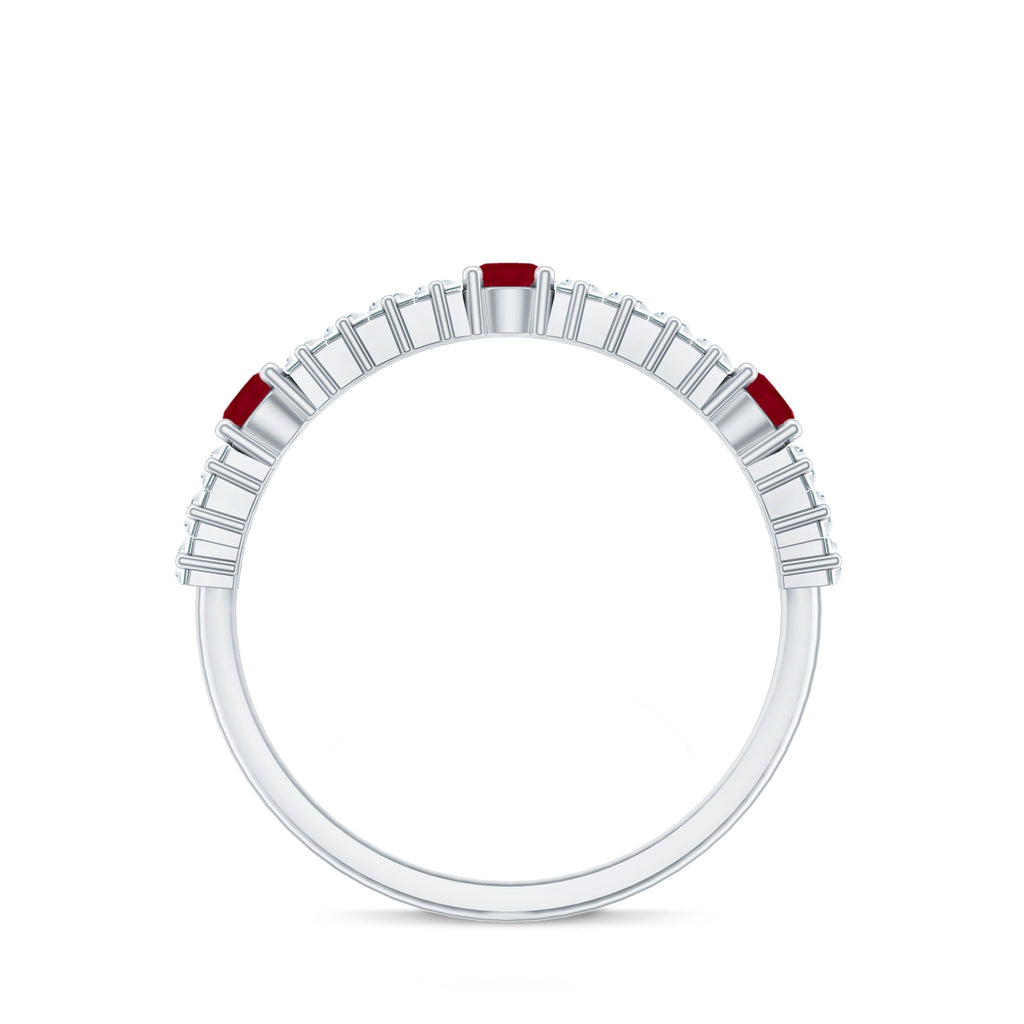Ruby Diamond Eternity Ring – Half Eternity Band with AAA Quality Ruby & Baguette Diamonds