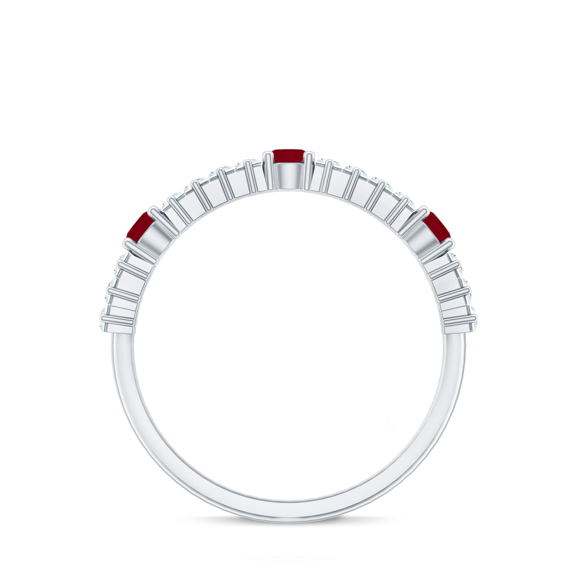 Ruby Diamond Eternity Ring – Half Eternity Band with AAA Quality Ruby & Baguette Diamonds