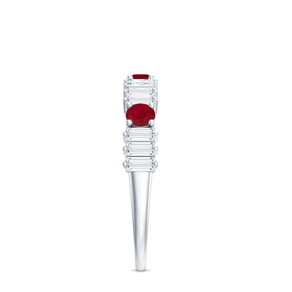 Ruby Diamond Eternity Ring – Half Eternity Band with AAA Quality Ruby & Baguette Diamonds