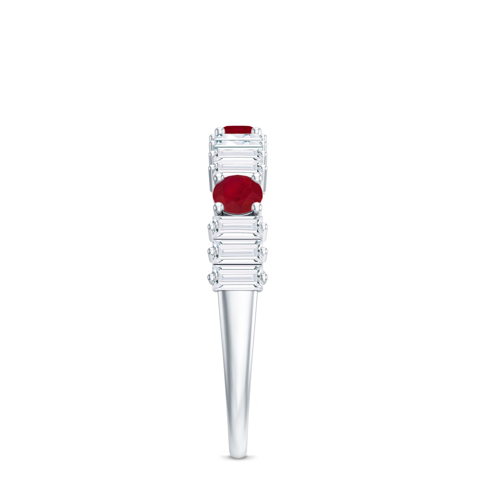 Ruby Diamond Eternity Ring – Half Eternity Band with AAA Quality Ruby & Baguette Diamonds