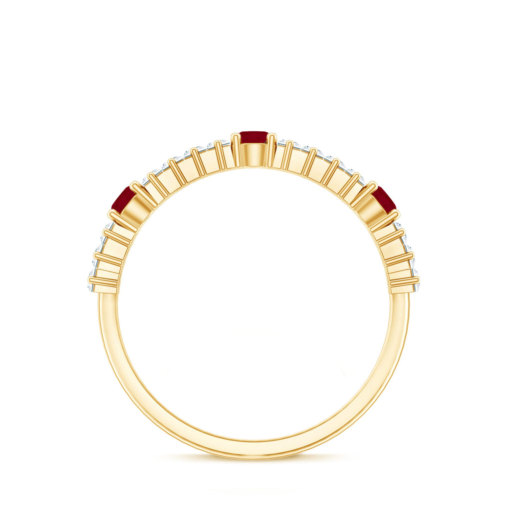 Ruby Diamond Eternity Ring – Half Eternity Band with AAA Quality Ruby & Baguette Diamonds