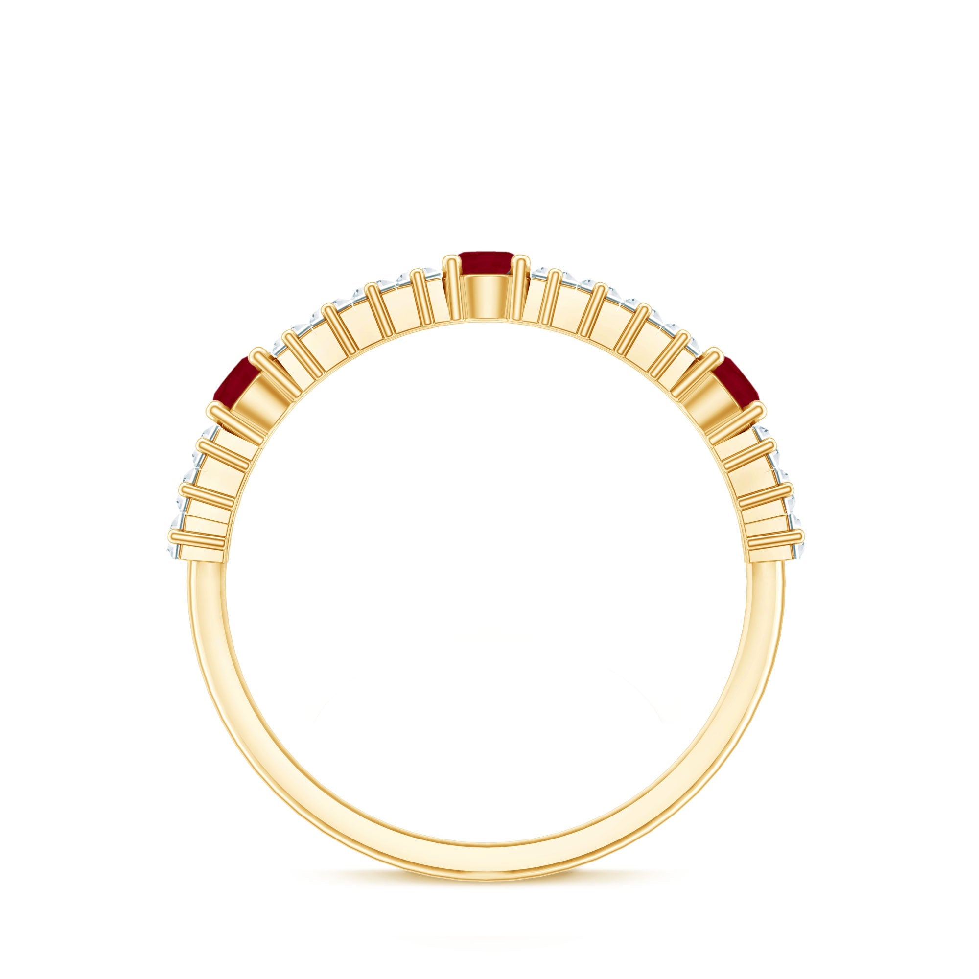 Ruby Diamond Eternity Ring – Half Eternity Band with AAA Quality Ruby & Baguette Diamonds