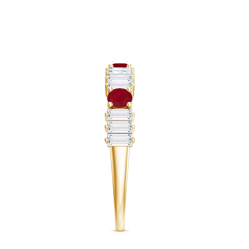 Ruby Diamond Eternity Ring – Half Eternity Band with AAA Quality Ruby & Baguette Diamonds