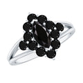 Certified Black Onyx Cluster Cocktail Ring with Split Shank