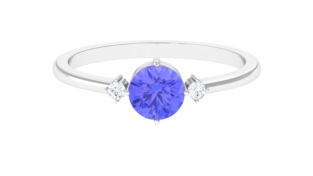 Tanzanite Promise Ring – AAA Grade Blue Gemstone With Diamond Accents | Rosec Jewels