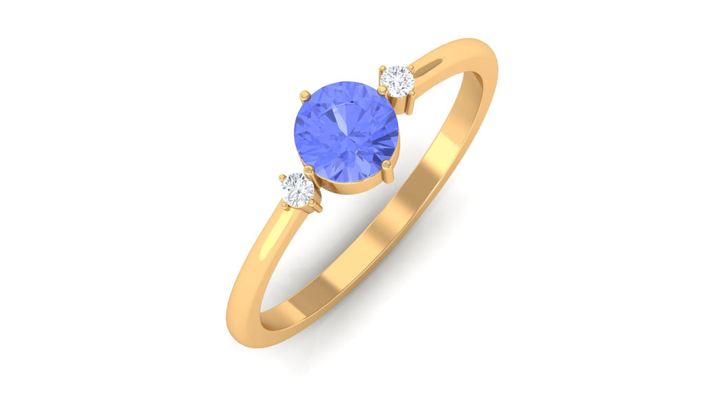 Tanzanite Promise Ring – AAA Grade Blue Gemstone With Diamond Accents | Rosec Jewels