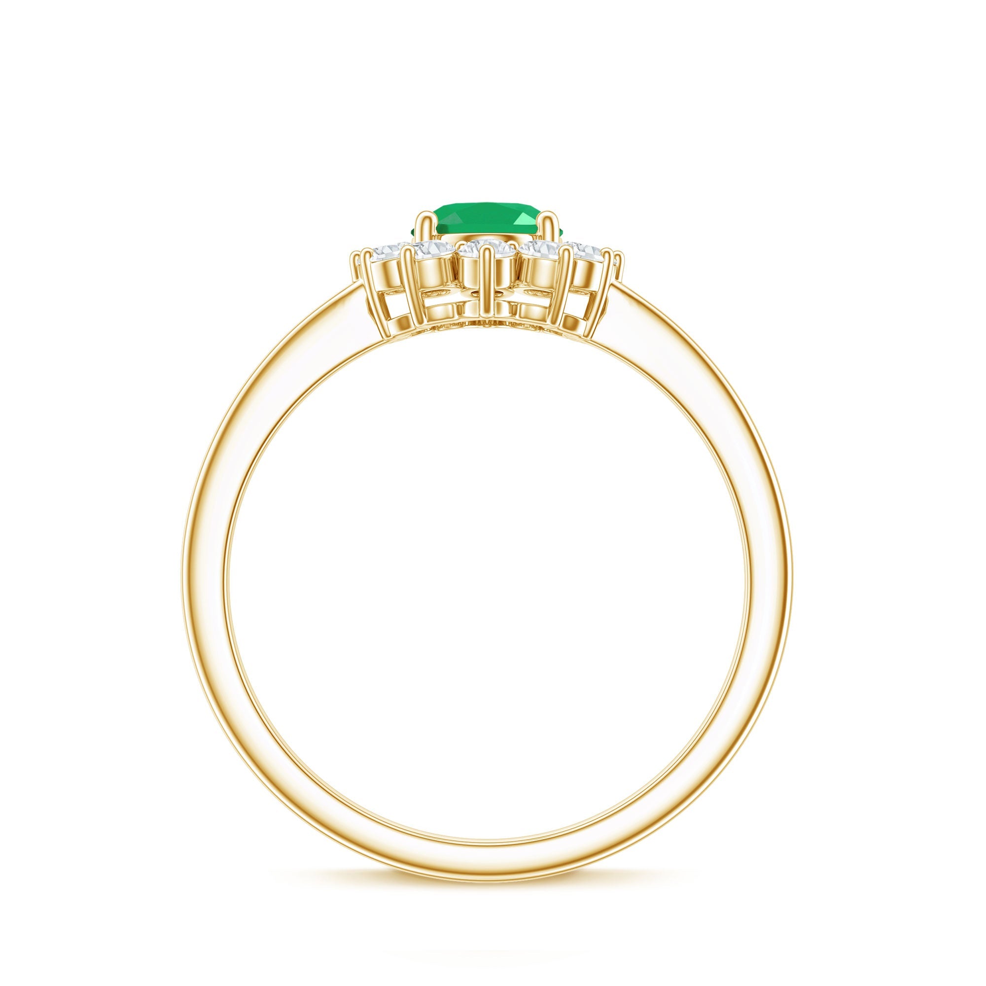 Emerald Engagement Ring – Natural 5X7mm Oval Cut Emerald with Diamond Halo Setting