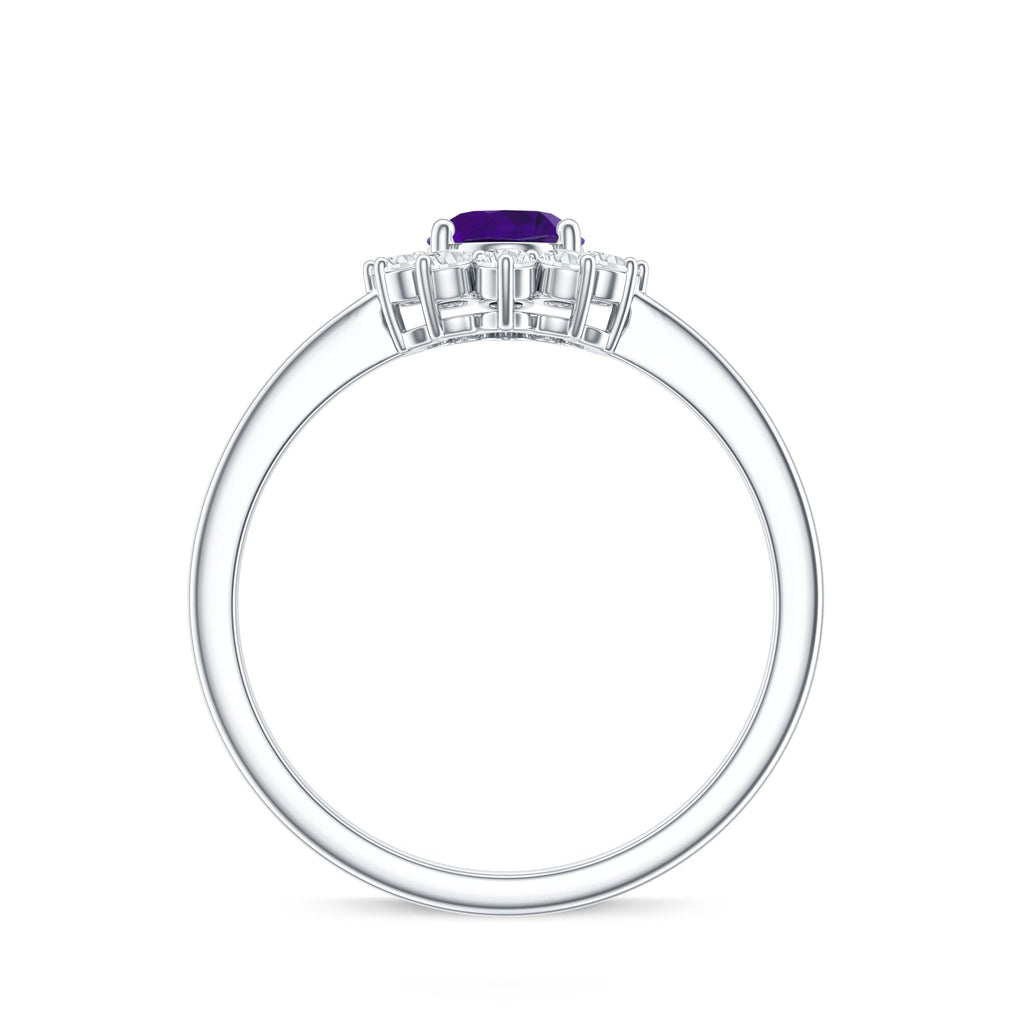 1.5 CT Princess Diana Inspired Amethyst Engagement Ring Diamond Halo