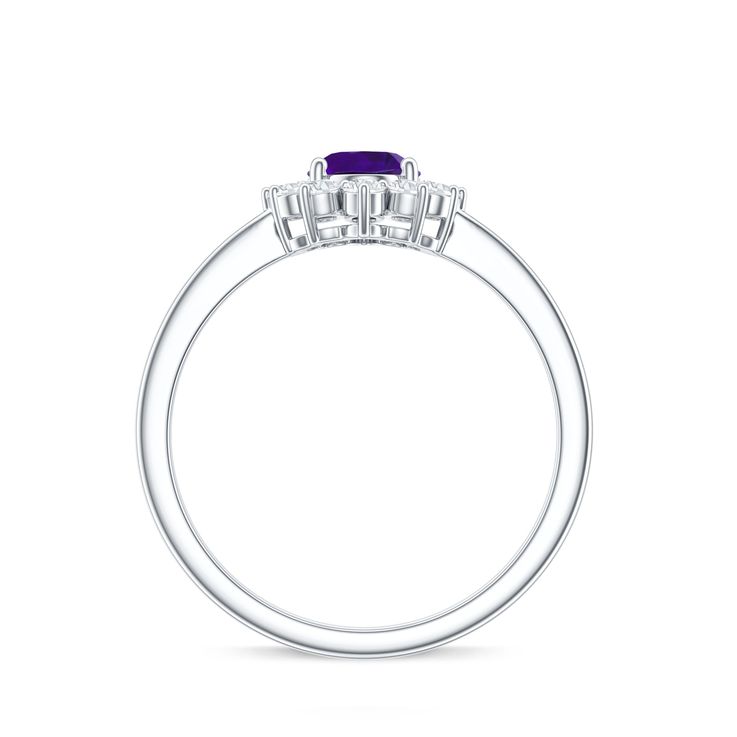 1.5 CT Princess Diana Inspired Amethyst Engagement Ring Diamond Halo