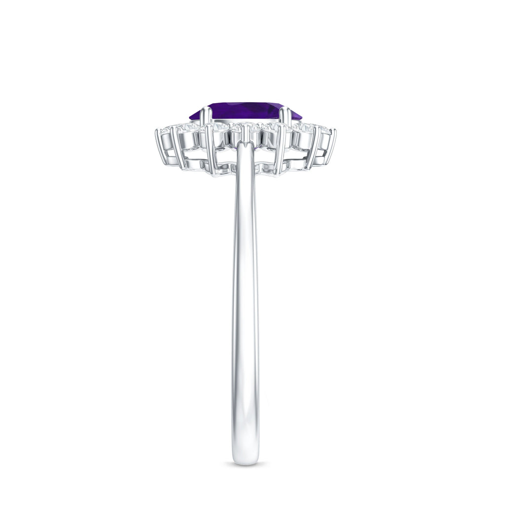 1.5 CT Princess Diana Inspired Amethyst Engagement Ring Diamond Halo