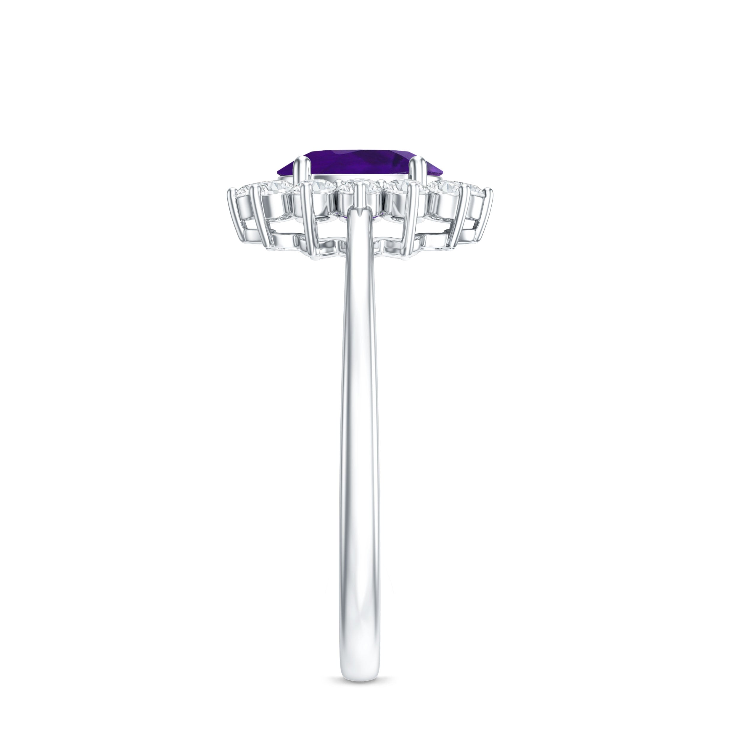 1.5 CT Princess Diana Inspired Amethyst Engagement Ring Diamond Halo