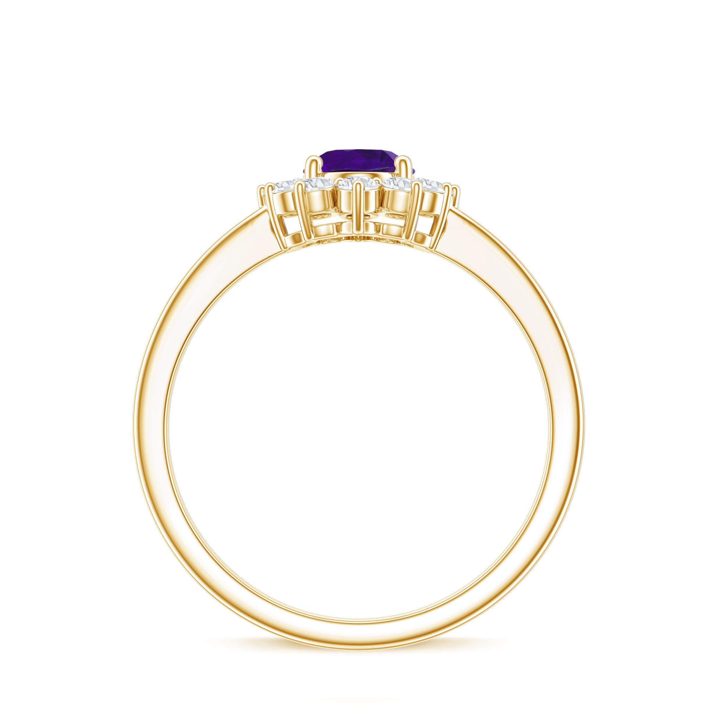 1.5 CT Princess Diana Inspired Amethyst Engagement Ring Diamond Halo