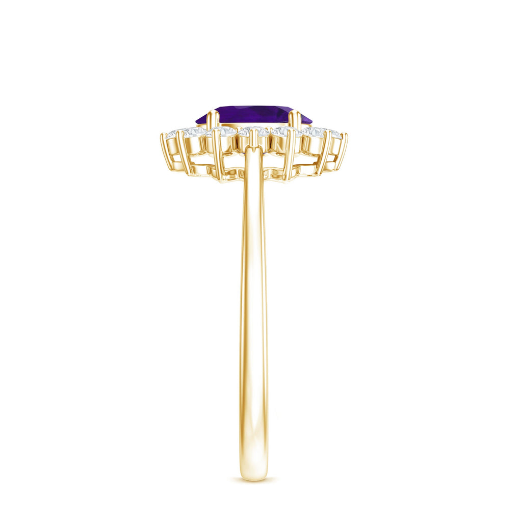 1.5 CT Princess Diana Inspired Amethyst Engagement Ring Diamond Halo