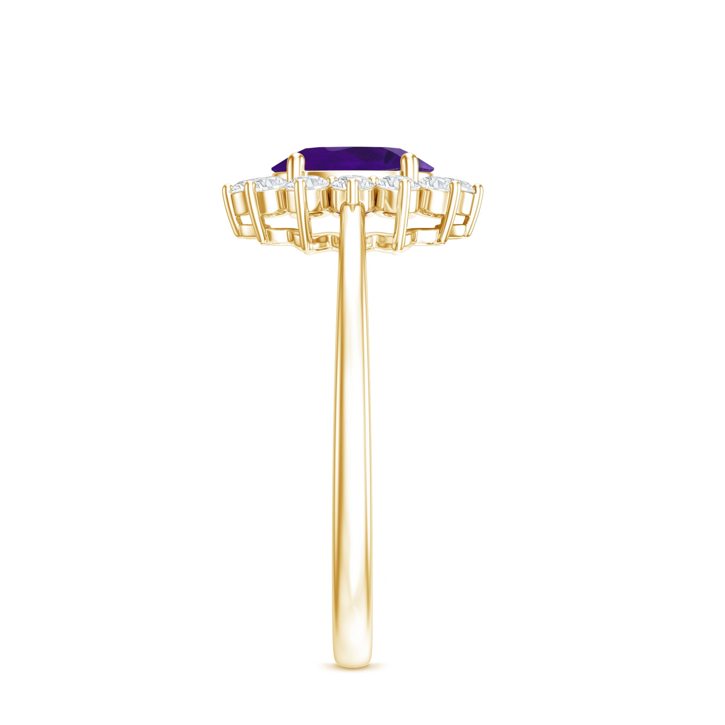 1.5 CT Princess Diana Inspired Amethyst Engagement Ring Diamond Halo