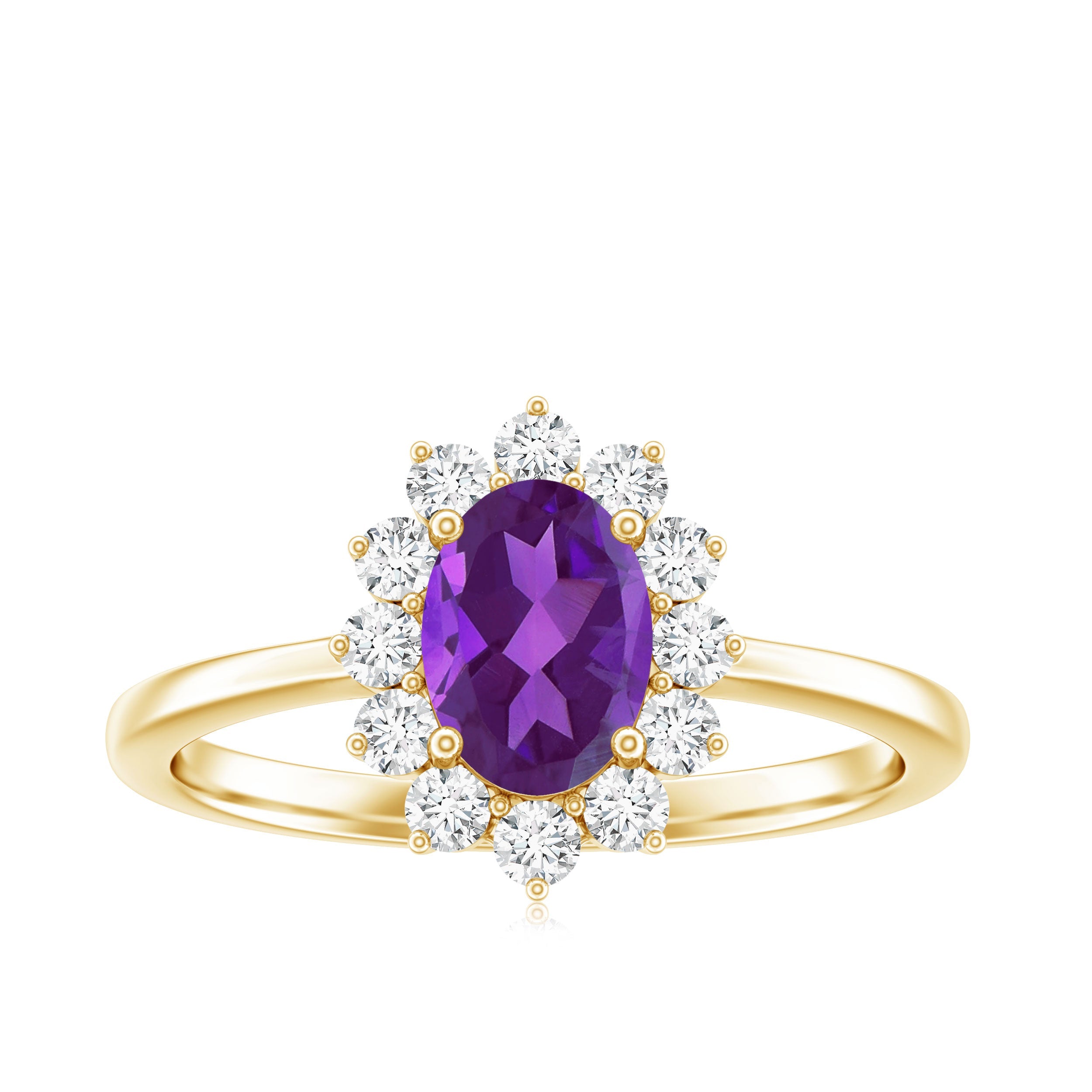 1.5 CT Princess Diana Inspired Amethyst Engagement Ring Diamond Halo