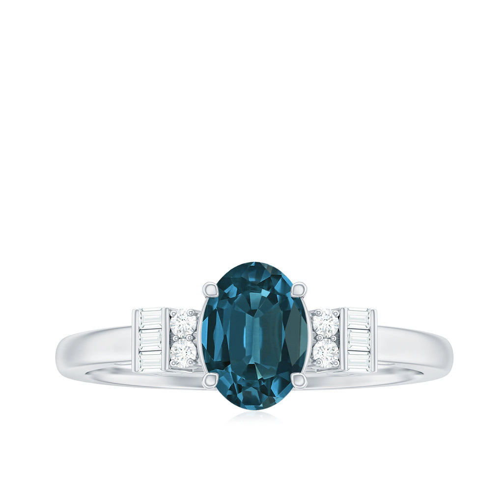 Oval Shaped London Blue Topaz Engagement Ring with Certificate
