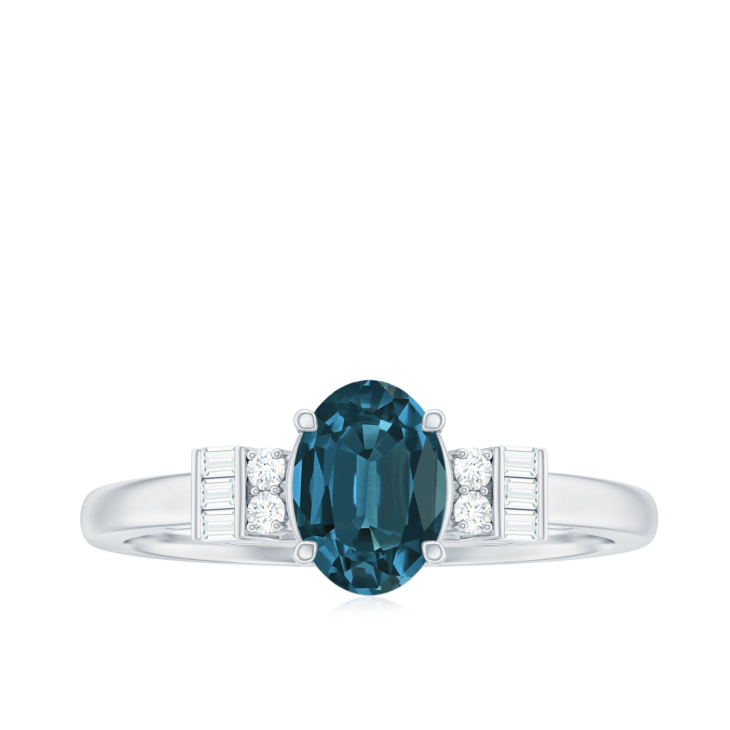 Oval Shaped London Blue Topaz Engagement Ring with Certificate
