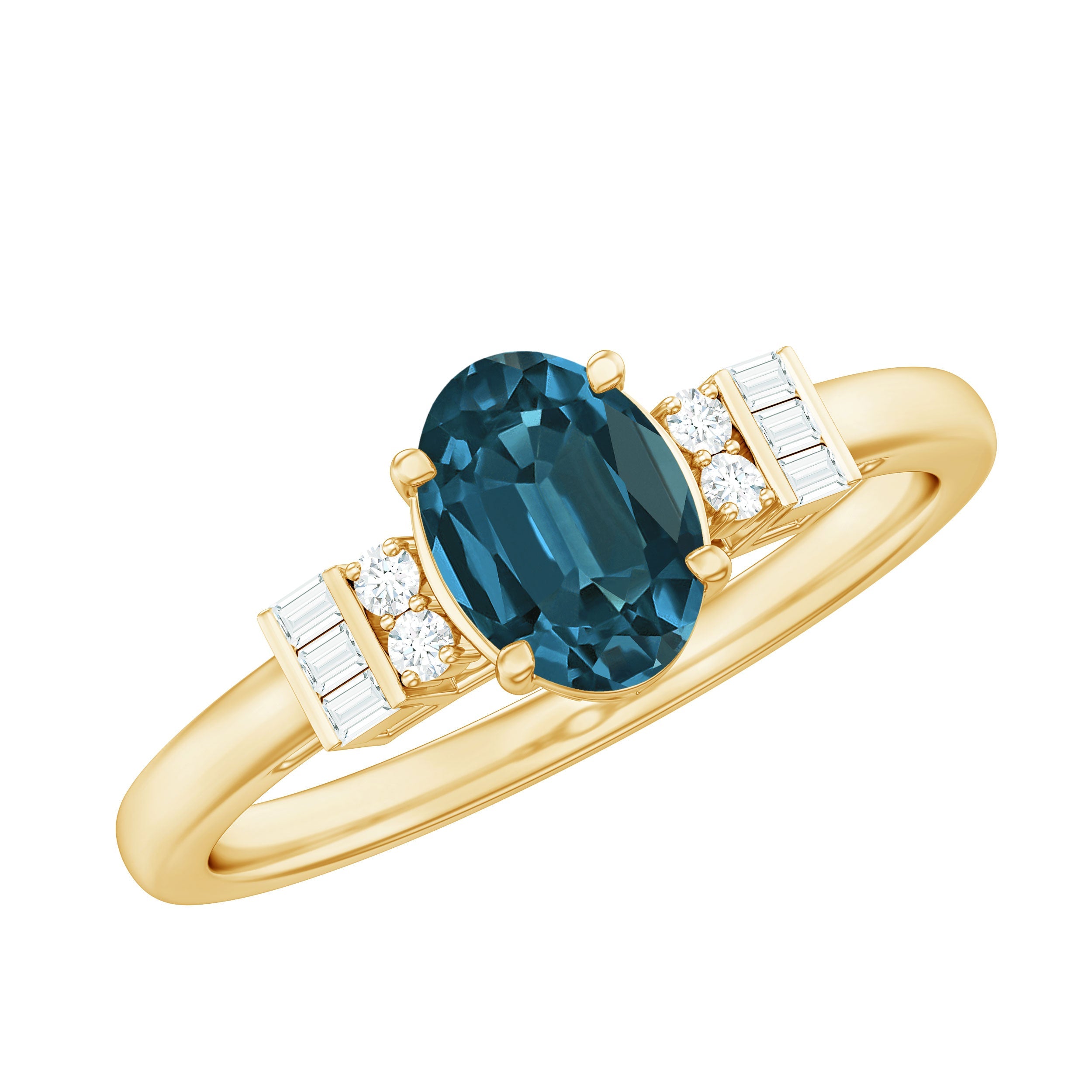 Oval Shaped London Blue Topaz Engagement Ring with Certificate