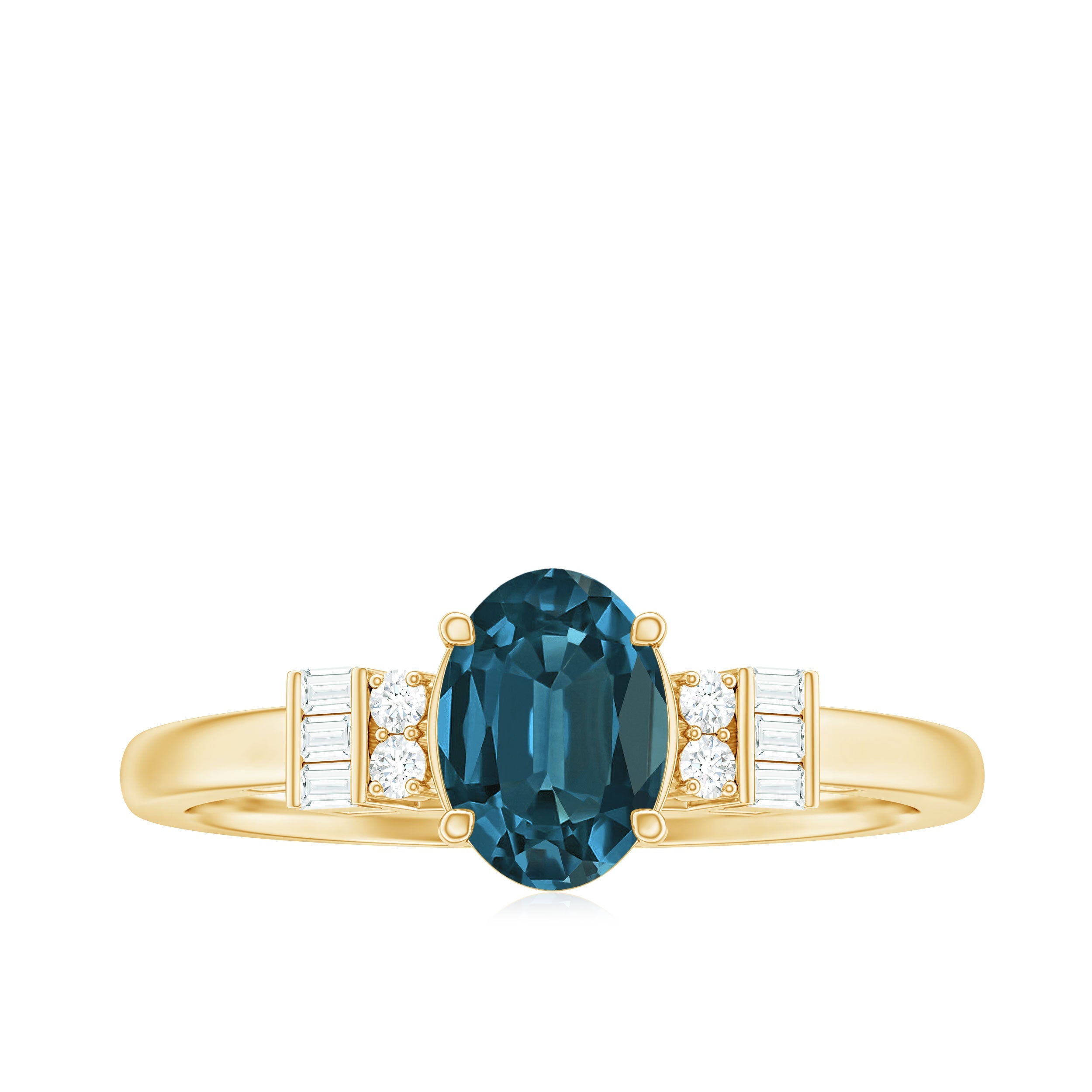 Oval Shaped London Blue Topaz Engagement Ring with Certificate