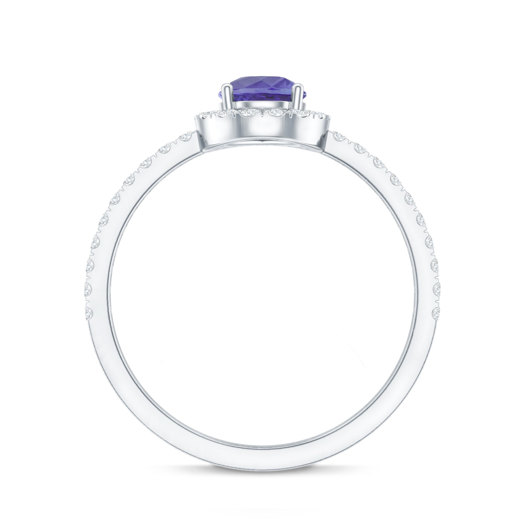 Tanzanite Engagement Ring – Pear Shape Teardrop with Diamond Halo Band | AAA Quality