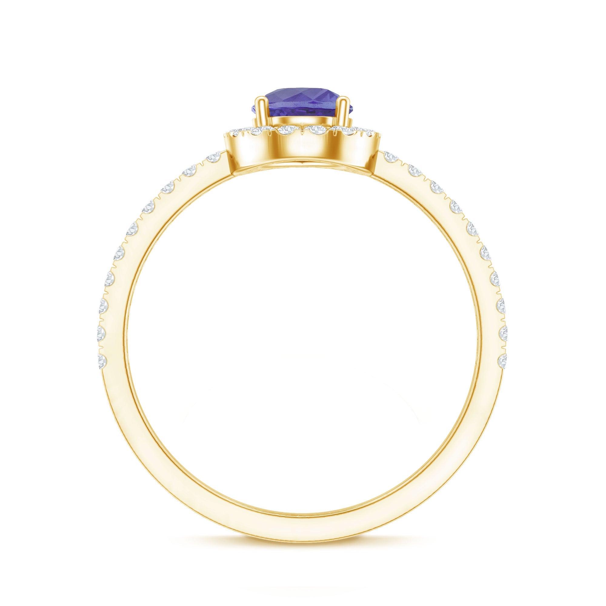 Tanzanite Engagement Ring – Pear Shape Teardrop with Diamond Halo Band | AAA Quality