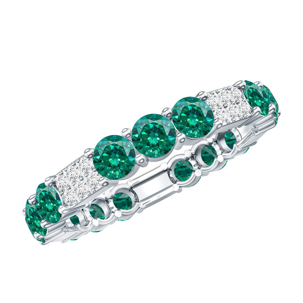Emerald Diamond Eternity Band – Lab Grown Emerald Ring With Diamond Accents
