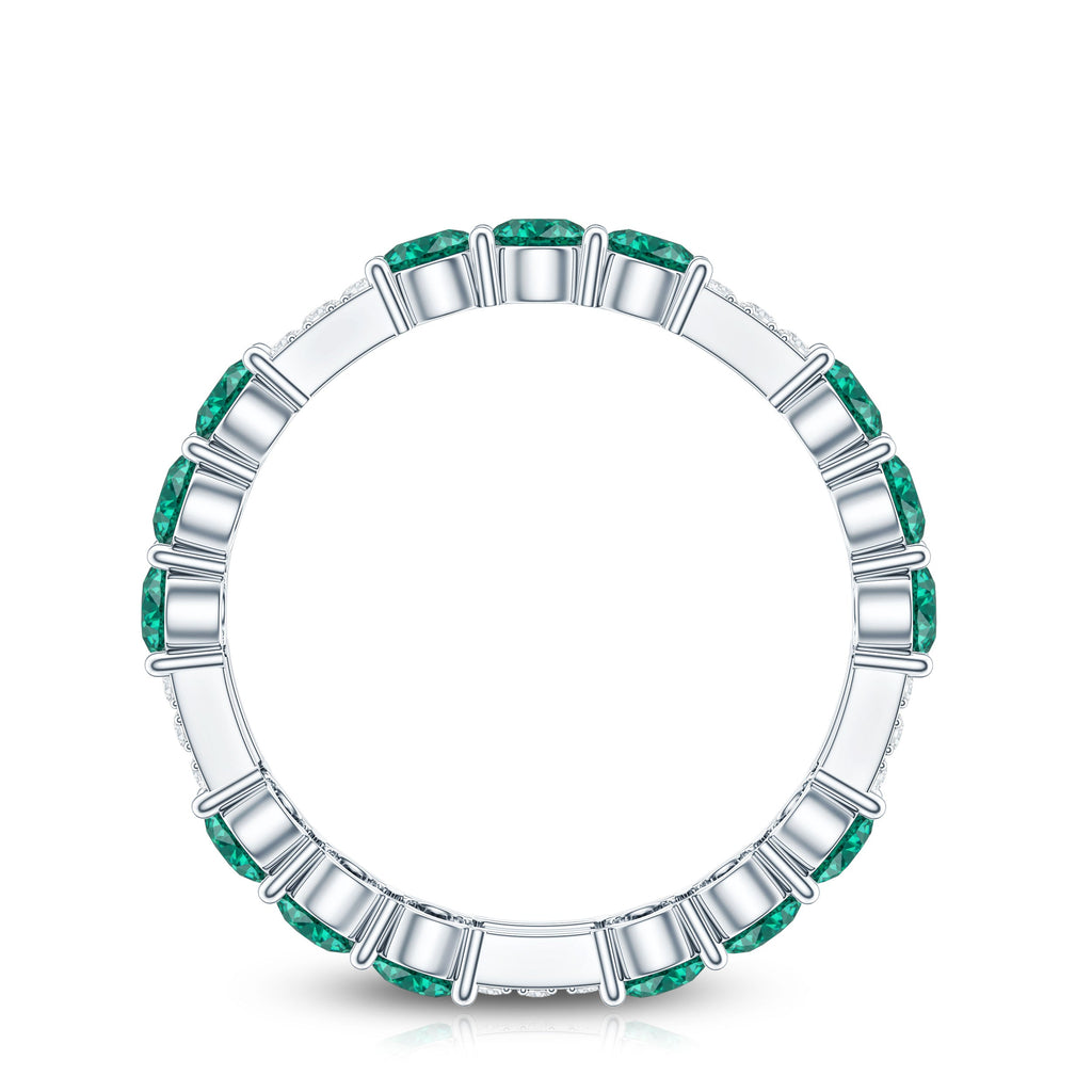 Emerald Diamond Eternity Band – Lab Grown Emerald Ring With Diamond Accents