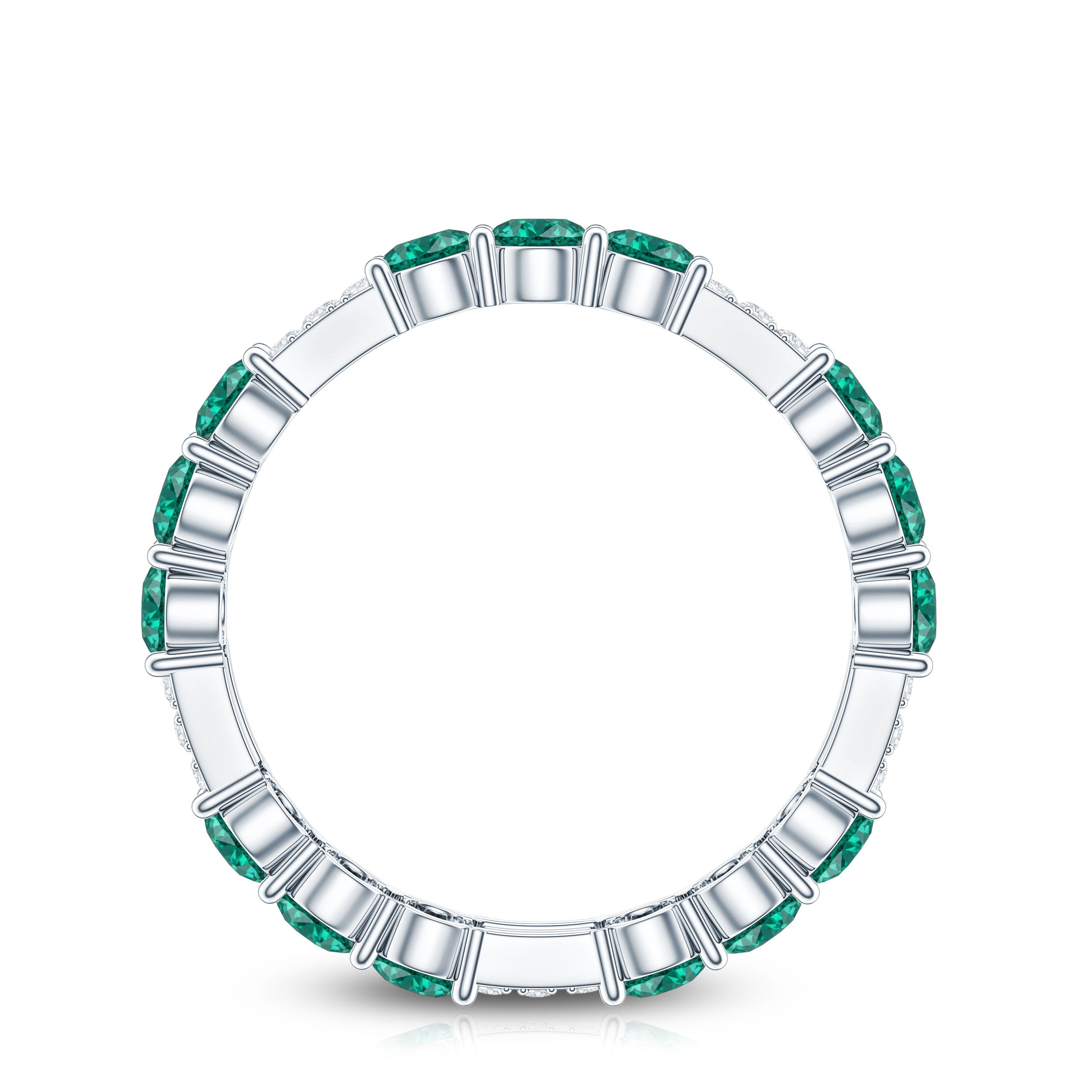 Emerald Diamond Eternity Band – Lab Grown Emerald Ring With Diamond Accents