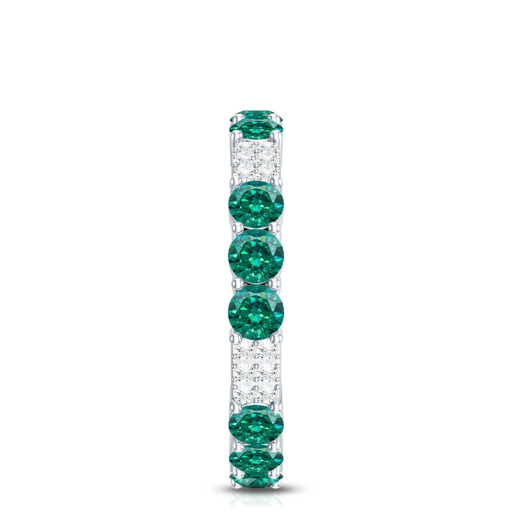 Emerald Diamond Eternity Band – Lab Grown Emerald Ring With Diamond Accents