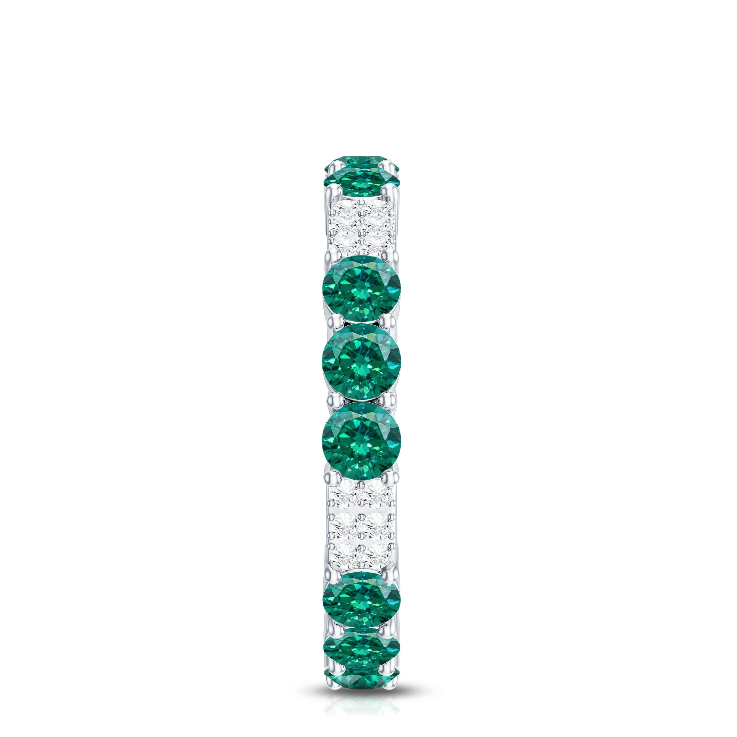 Emerald Diamond Eternity Band – Lab Grown Emerald Ring With Diamond Accents