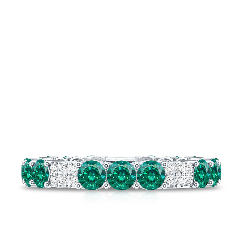 Emerald Diamond Eternity Band – Lab Grown Emerald Ring With Diamond Accents