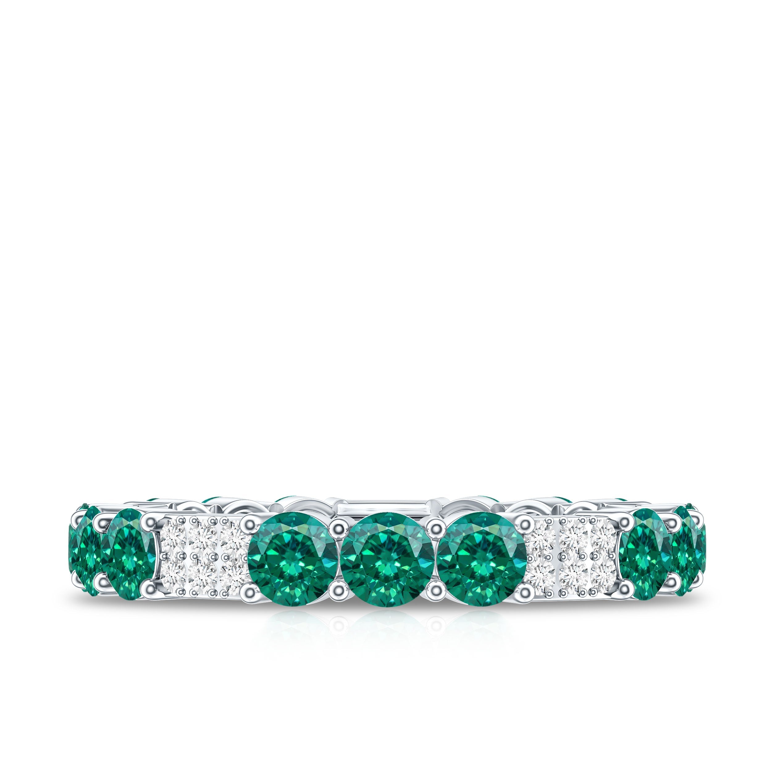 Emerald Diamond Eternity Band – Lab Grown Emerald Ring With Diamond Accents