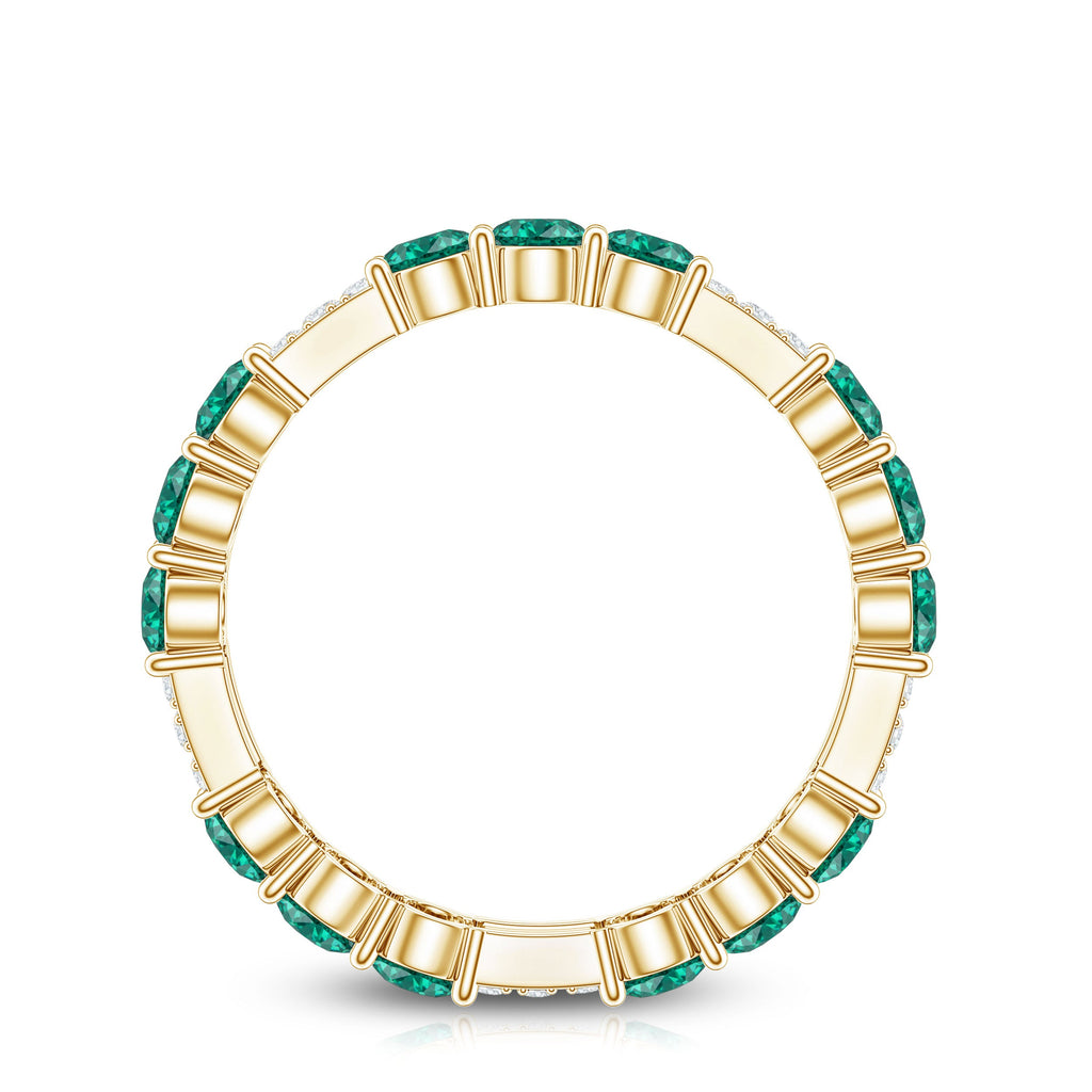 Emerald Diamond Eternity Band – Lab Grown Emerald Ring With Diamond Accents