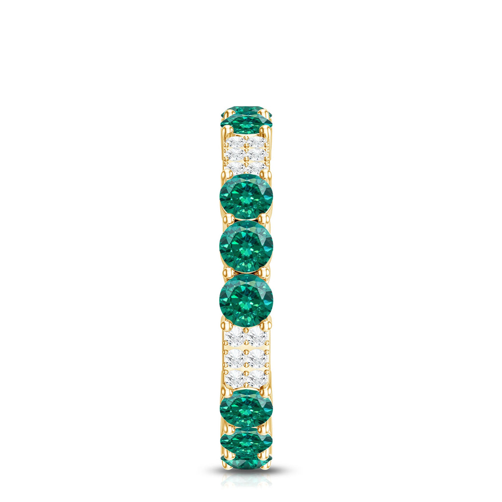 Emerald Diamond Eternity Band – Lab Grown Emerald Ring With Diamond Accents