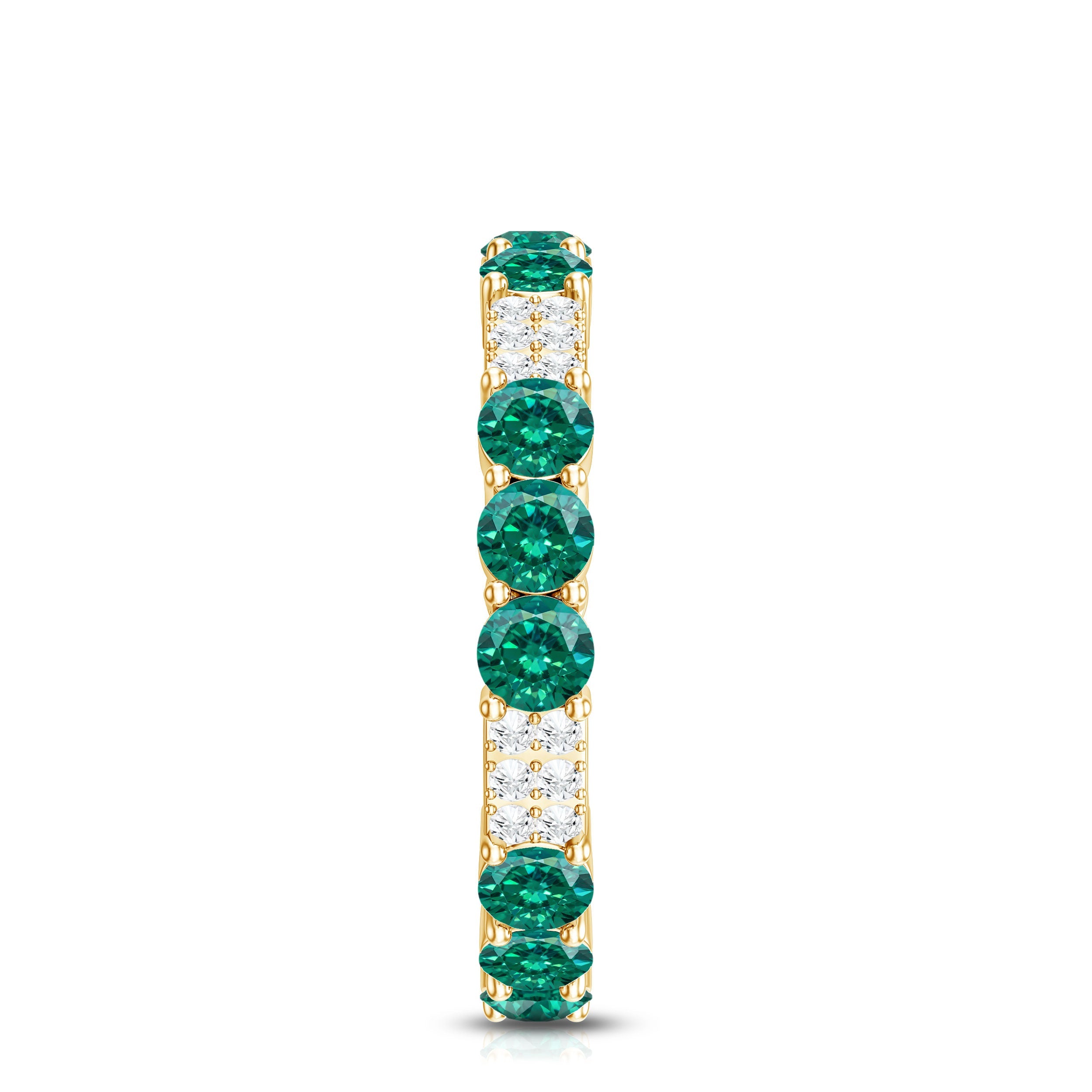 Emerald Diamond Eternity Band – Lab Grown Emerald Ring With Diamond Accents